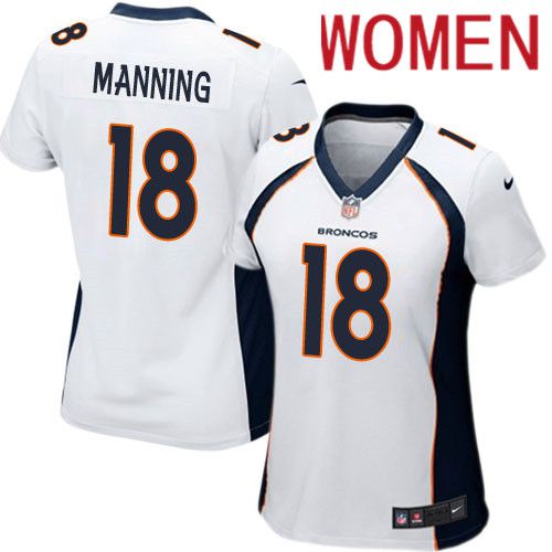 Women Denver Broncos 18 Peyton Manning Nike White Game Player NFL Jersey